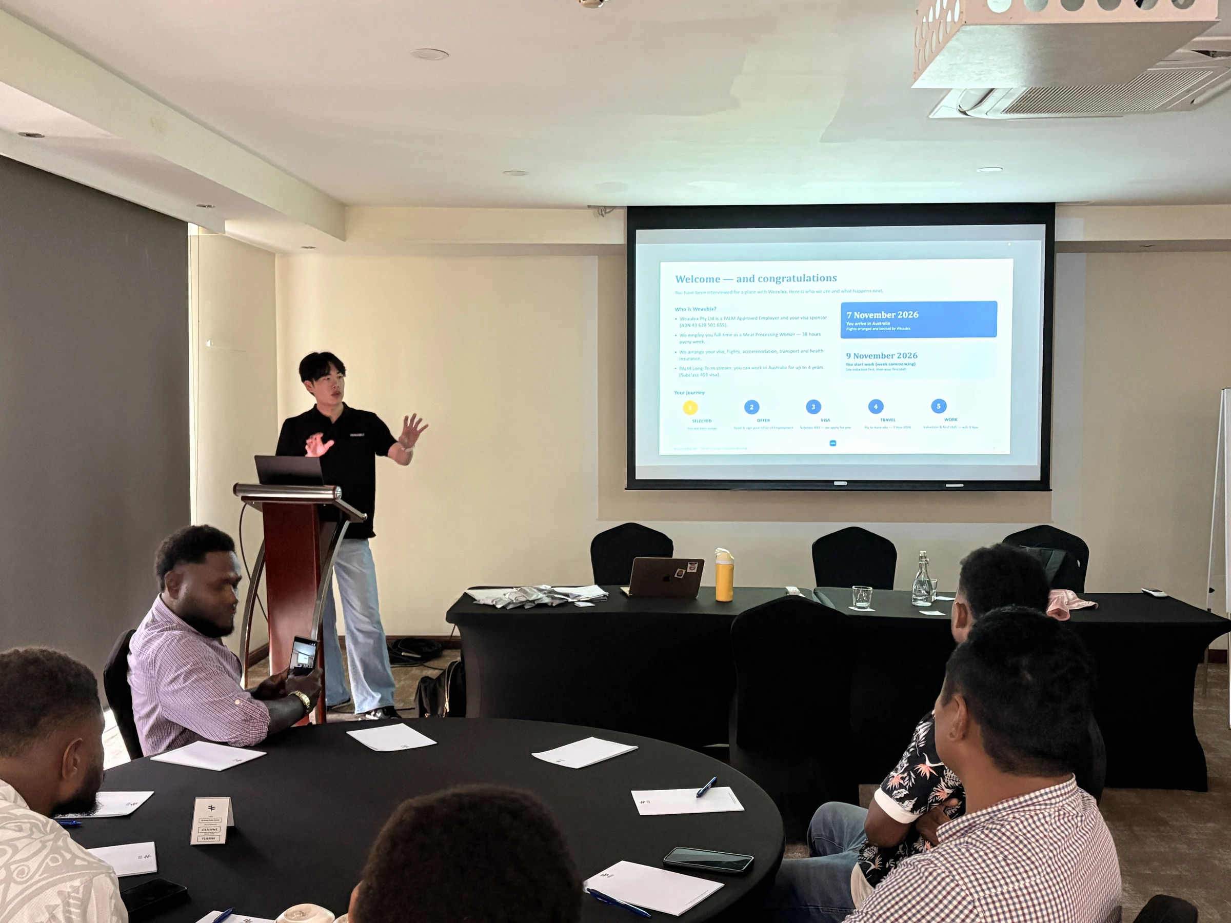 HUMANBIZ presenting to PALM scheme candidates in Port Moresby